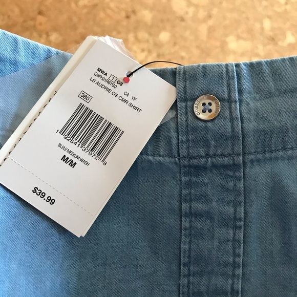 GUESS Audrie Off The Shoulder Denim Top - Picture 3 of 4